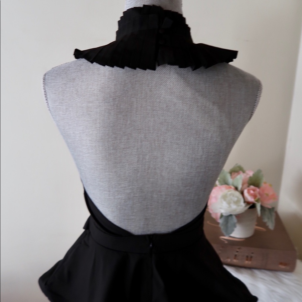 MARLA- Classy Pleated Ruffle Peplum Halter Top - Picture 5 of 6